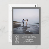 シンプルミニマルGray Wedding日付写真を保存 ポストカード (正面/裏面)