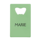 シンプルミニマルGREENあなたの名前を追加文字ギフト クレジットカード栓抜き (裏面)