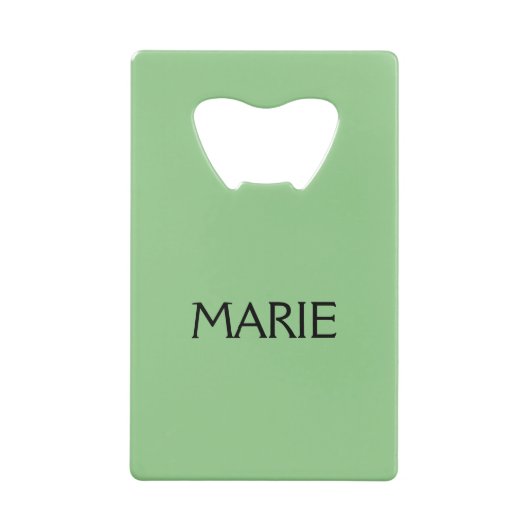 シンプルミニマルGREENあなたの名前を追加文字ギフト クレジットカード栓抜き (裏面)