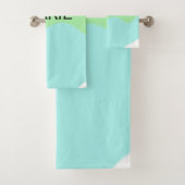 シンプルミニマルGREENあなたの名前を追加文字ギフト バスタオルセット (インサイチュ)