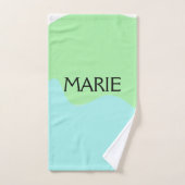 シンプルミニマルGREENあなたの名前を追加文字ギフト バスタオルセット (ハンドタオル)