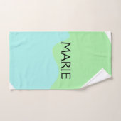 シンプルミニマルGREENあなたの名前を追加文字ギフト バスタオルセット (ハンドタオル)