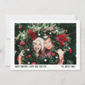 シンプルミニマルGreen Family Photo Christmas シーズンカード (正面)