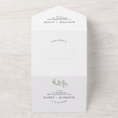 シンプルミニマルGreenery Monogram結婚のQRコード オールインワン招待状 (外側)