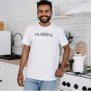 シンプルミニマルHubby Scriptハートブラック&ホワイト Tシャツ