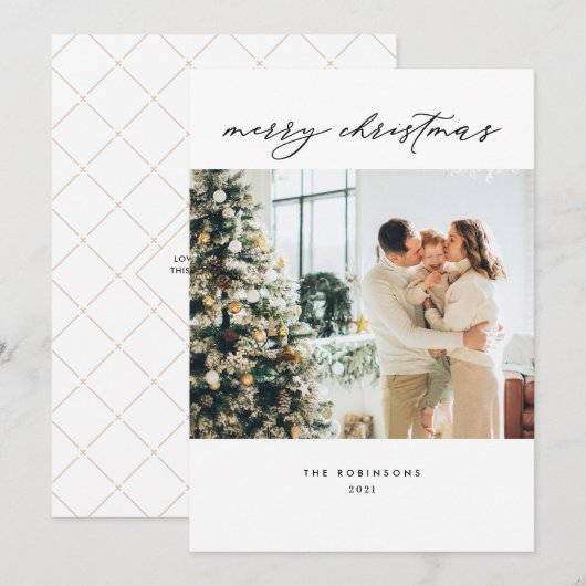 シンプルミニマルMerry Christmas Photo Holiday Card シーズンカード (正面/裏面)