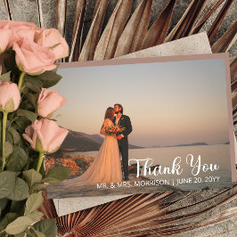 シンプルミニマルOne Photo結婚's Thank You サンキューカード