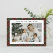 シンプルミニマルPhoto Red and Green Plaid Chrimas シーズンカード (スタンド正面)