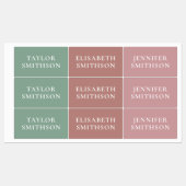 シンプルミニマルPink & Green Add Your Name School ラベル (シート)