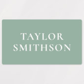 シンプルミニマルPink & Green Add Your Name School ラベル (デザイン1)