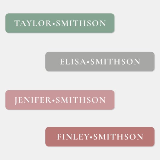 シンプルミニマルPink & Green Add Your Name School ラベル (グループ)