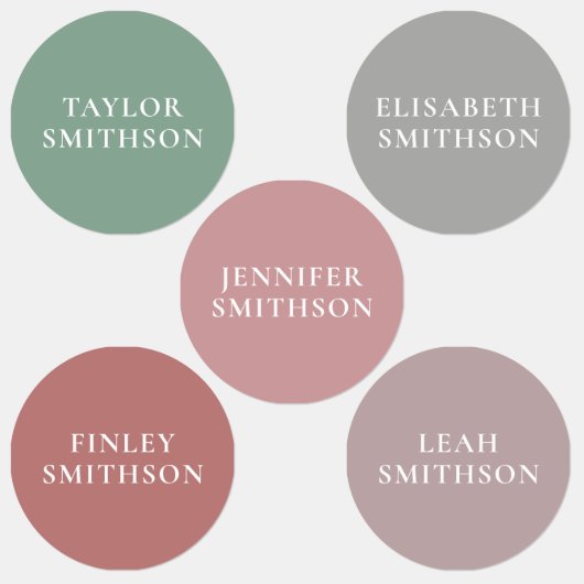 シンプルミニマルPink & Green Add Your Name School ラベル (グループ)