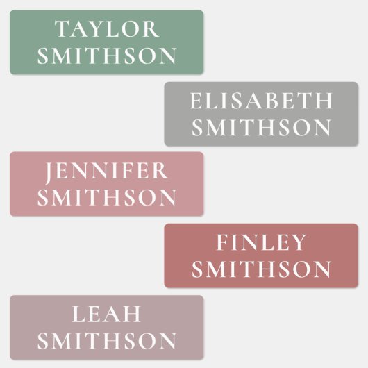 シンプルミニマルPink & Green Add Your Name School ラベル (グループ)