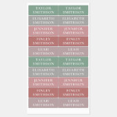 シンプルミニマルPink & Green Add Your Name School ラベル (シート)