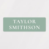 シンプルミニマルPink & Green Add Your Name School ラベル (デザイン1)