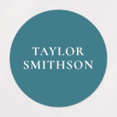 シンプルミニマルPowder Blue Add Your Name School ラベル (デザイン1)