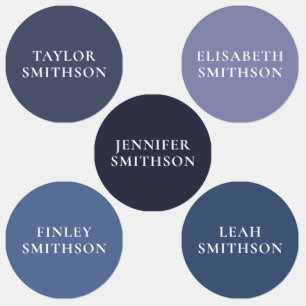 シンプルミニマルPurple Blue Add Your Name School ラベル