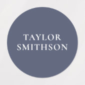 シンプルミニマルPurple Blue Add Your Name School ラベル (デザイン1)