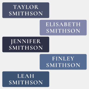 シンプルミニマルPurple Blue Add Your Name School ラベル