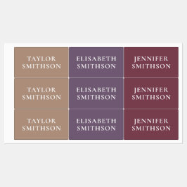 シンプルミニマルPurple & Tan Add Your Name School ラベル