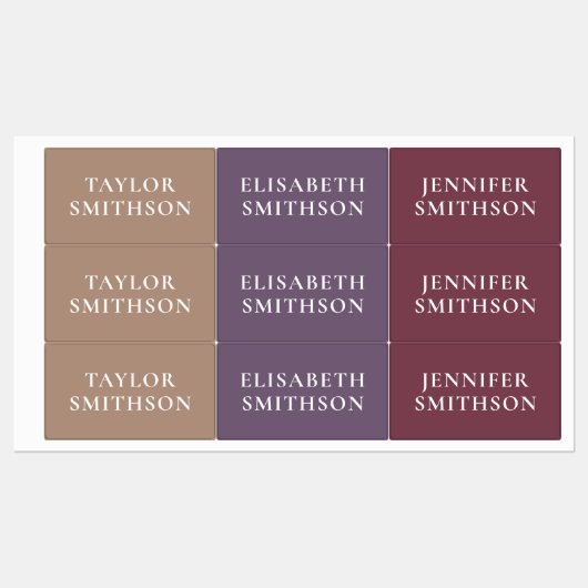 シンプルミニマルPurple & Tan Add Your Name School ラベル (シート)