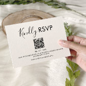 シンプルミニマルQRコードウェディングRSVPカード 出欠カード