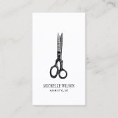 シンプルミニマルQRコード美容師鋏 名刺 (正面)