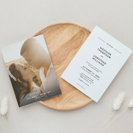 シンプルミニマルScript写真結婚の 招待状