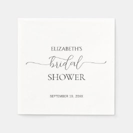 シンプルミニマルScript白黒ブライダルシャワー スタンダードカクテルナプキン