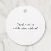 シンプルミニマルScript白黒ブライダルシャワー フェイバータグ (裏面)