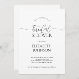 シンプルミニマルScript白黒ブライダルシャワー 招待状