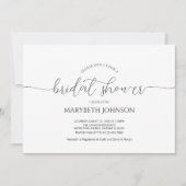 シンプルミニマルScript白黒ブライダルシャワー 招待状 (正面)