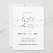 シンプルミニマルScript白黒ブライダルシャワー 招待状 (正面)