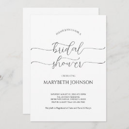 シンプルミニマルScript白黒ブライダルシャワー 招待状