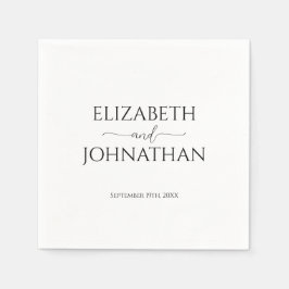 シンプルミニマルScript Black & White 結婚's スタンダードカクテルナプキン