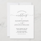 シンプルミニマルScript Black & White 結婚's 招待状 (正面)