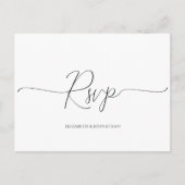 シンプルミニマルScript Black & White Wedding RSVP P ポストカード (正面)