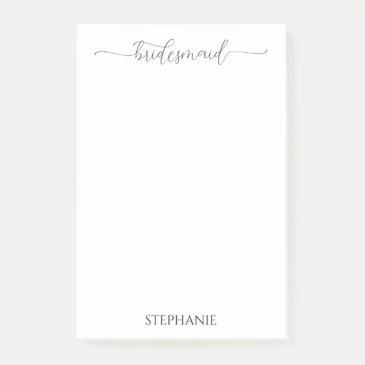 シンプルミニマルScript Bridesmaid Gift ポストイット (正面)