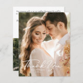 シンプルミニマルScript Budget写真結婚の感謝していs (正面/裏面)