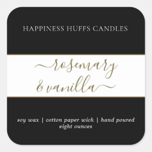 シンプルミニマルScript Candle Label Squareステッカー スクエアシール