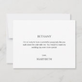 シンプルミニマルScript Flower Girlサンキューカード 招待状 (裏面)
