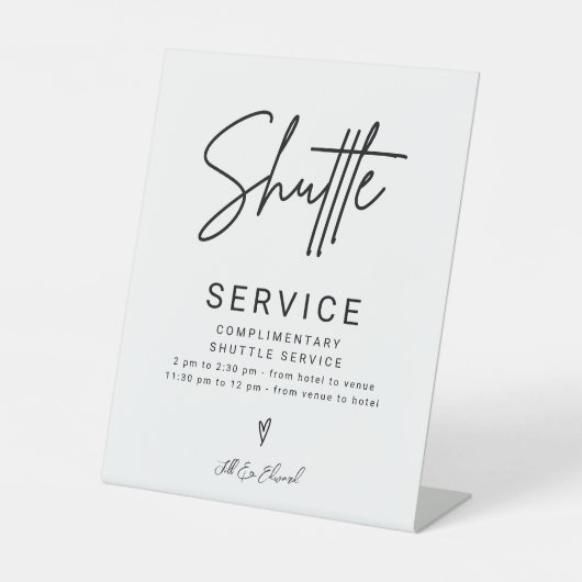 シンプルミニマルScript Shuttle Serviceの結婚サイン 台座サイン (正面)