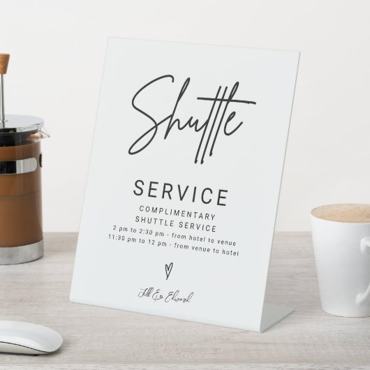 シンプルミニマルScript Shuttle Serviceの結婚サイン 台座サイン (インサイチュ)