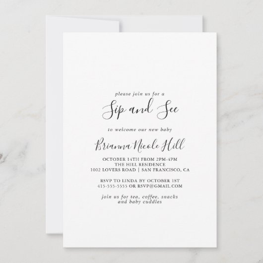 シンプルミニマルSipとSee 招待状 (正面)