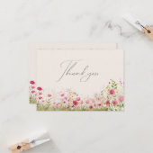 シンプルミニマルWildflower Creamy Thank you カード (正面/裏面インサイチュ)