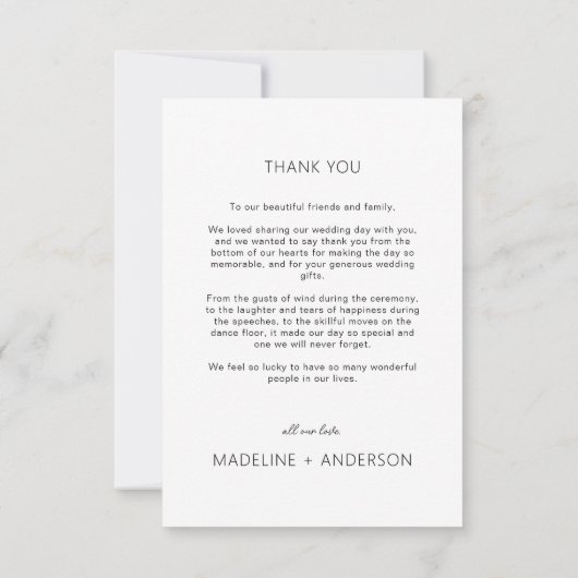 シンプルミニマ最高のリストの日の写真結婚の サンキューカード (裏面)