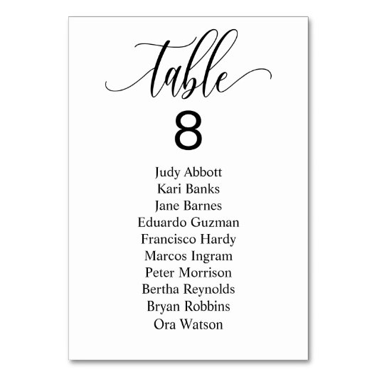 シンプルミニマ結婚リストのイベント座席表 テーブルナンバー (正面)