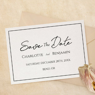 シンプルミニマ結婚リストのフラット日付カード セーブザデート