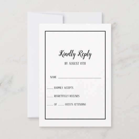 シンプルミニマ結婚リストのフレームRSVPカード 出欠カード (正面)