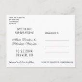 シンプルミニマ結婚リストの写真救の日付 案内ポストカード (裏面)